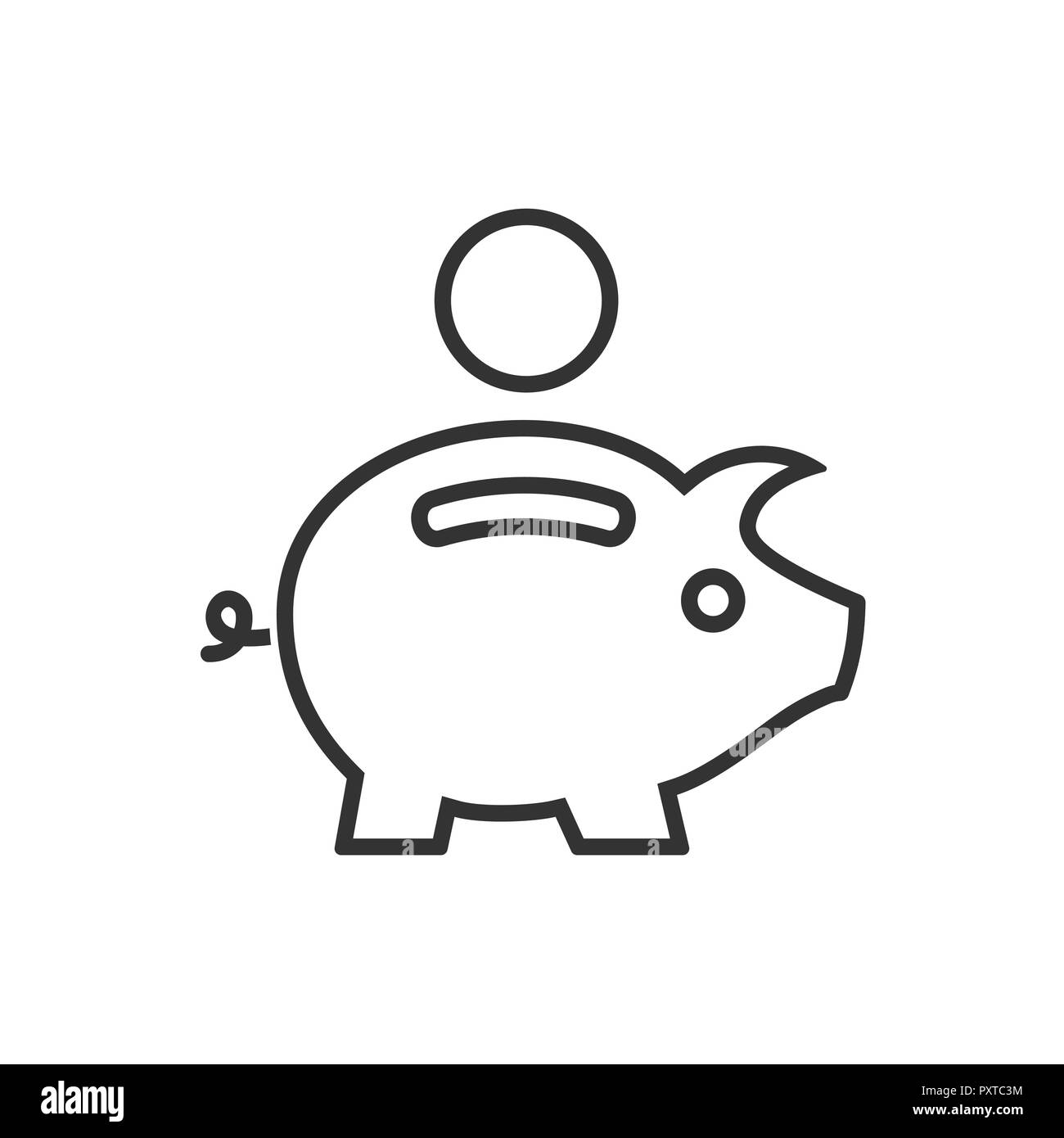 Piggy bank line icon on a white background. Vector illustration Stock Vector