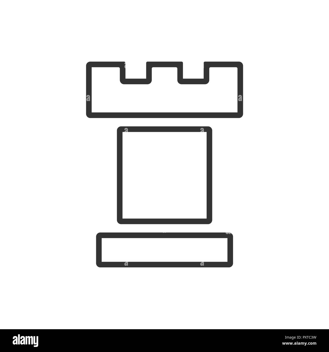 Chess tower line icon on a white background. Vector illustration Stock Vector