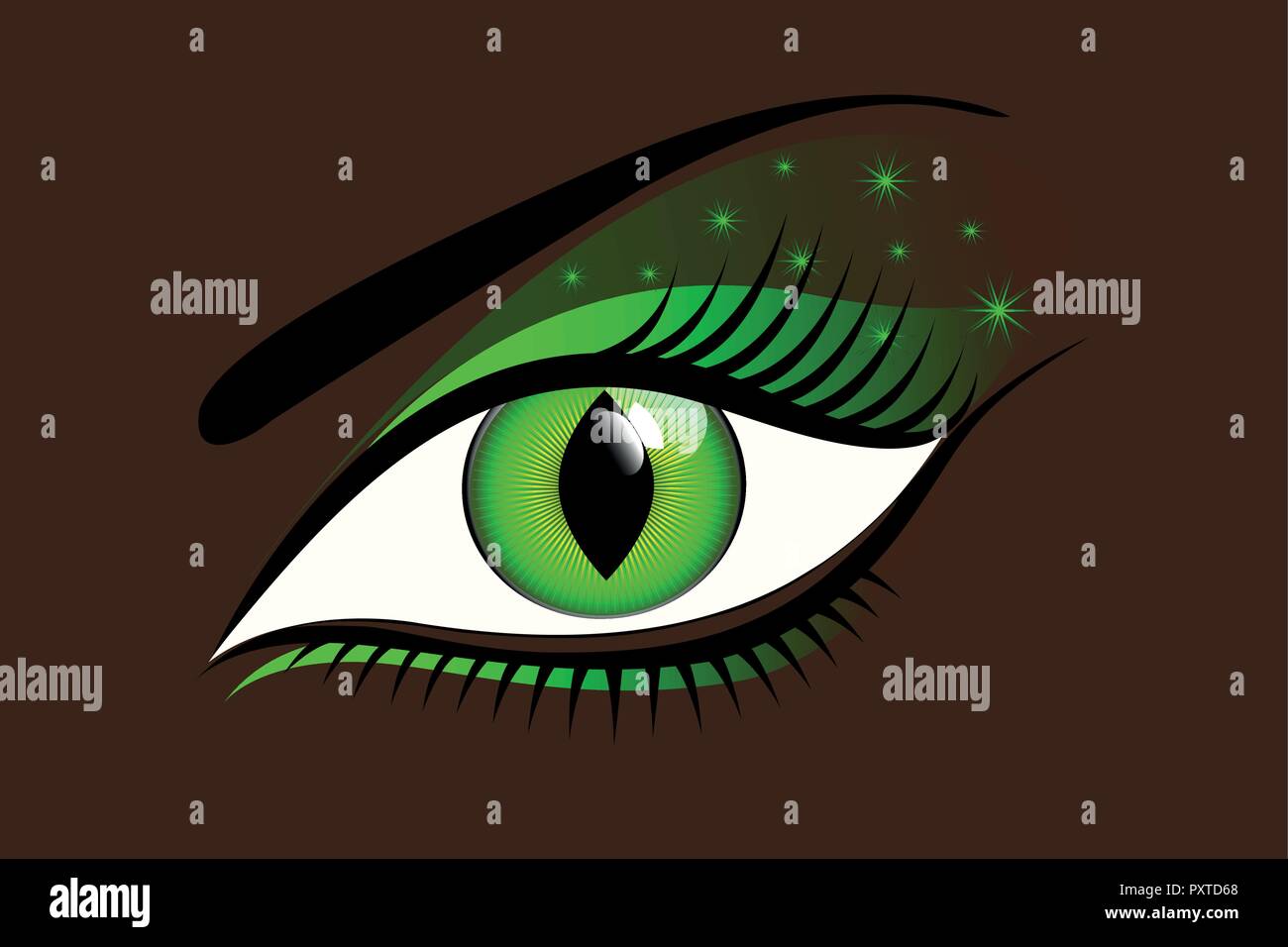 mystic green eye on a dark background vector illustration EPS10 Stock Vector