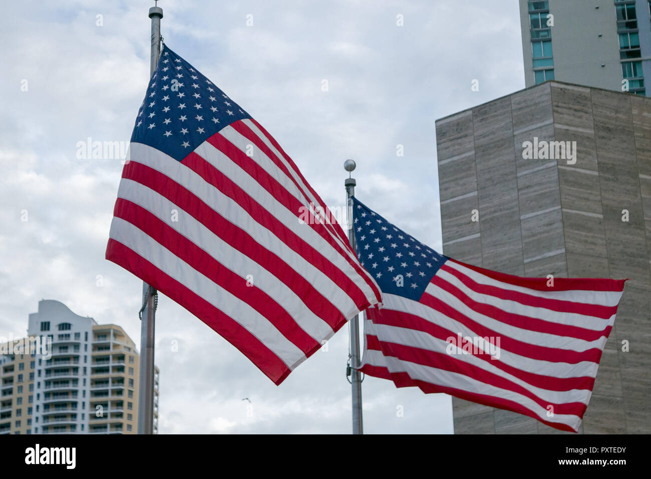 Patriotic US symbol - american flags Stock Photo