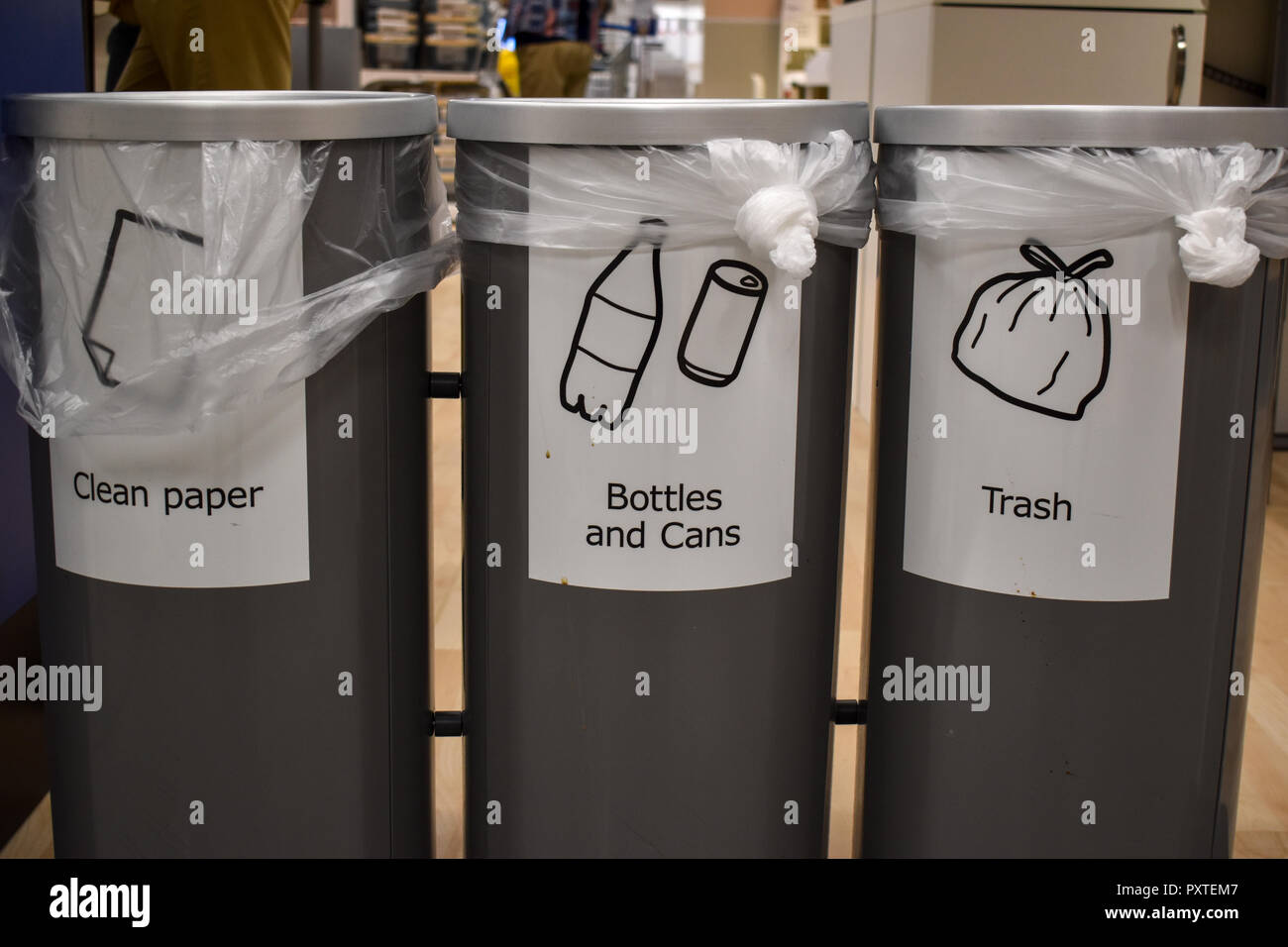Trash cans with recycling Stock Photo Alamy