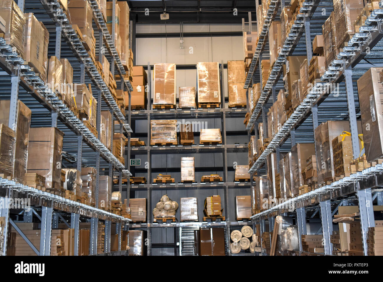 Warehouse photo with boxes Stock Photo