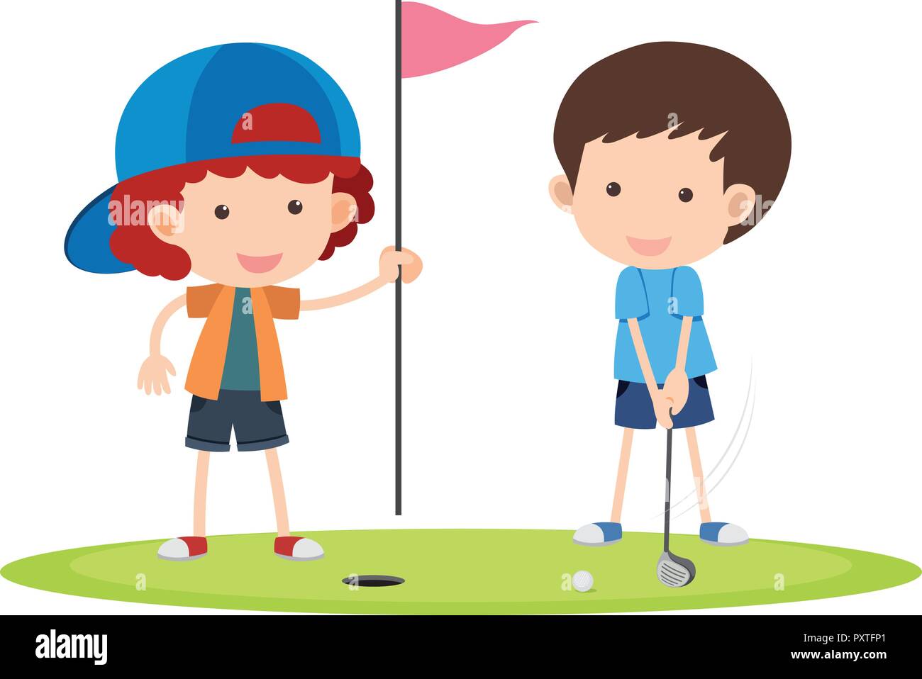Two boys playing golf illustration Stock Vector Image & Art Alamy