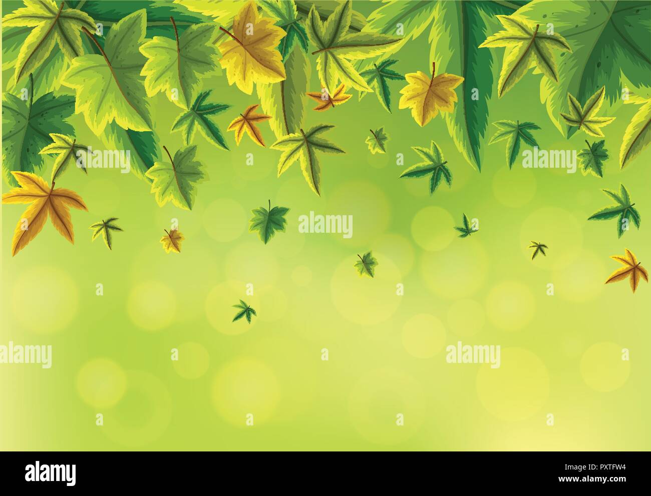 Background design with green leaves falling illustration Stock Vector ...