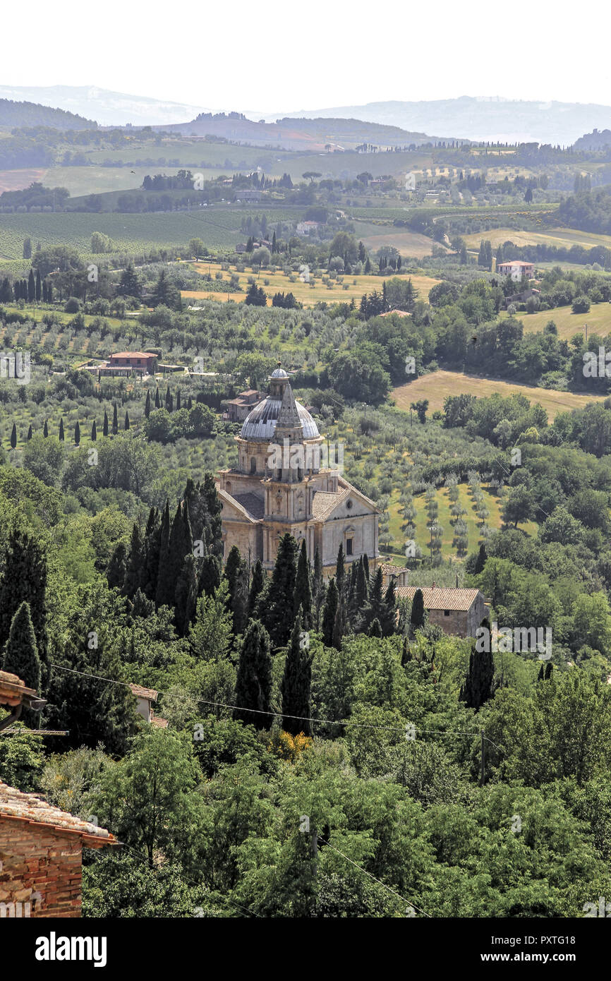 Italien, Ausblick von Montepulciano in die Toskana, Italy, the view from Montepulciano in Tuscany, tuscany, montepulciano, city, town, outlook, view,  Stock Photo