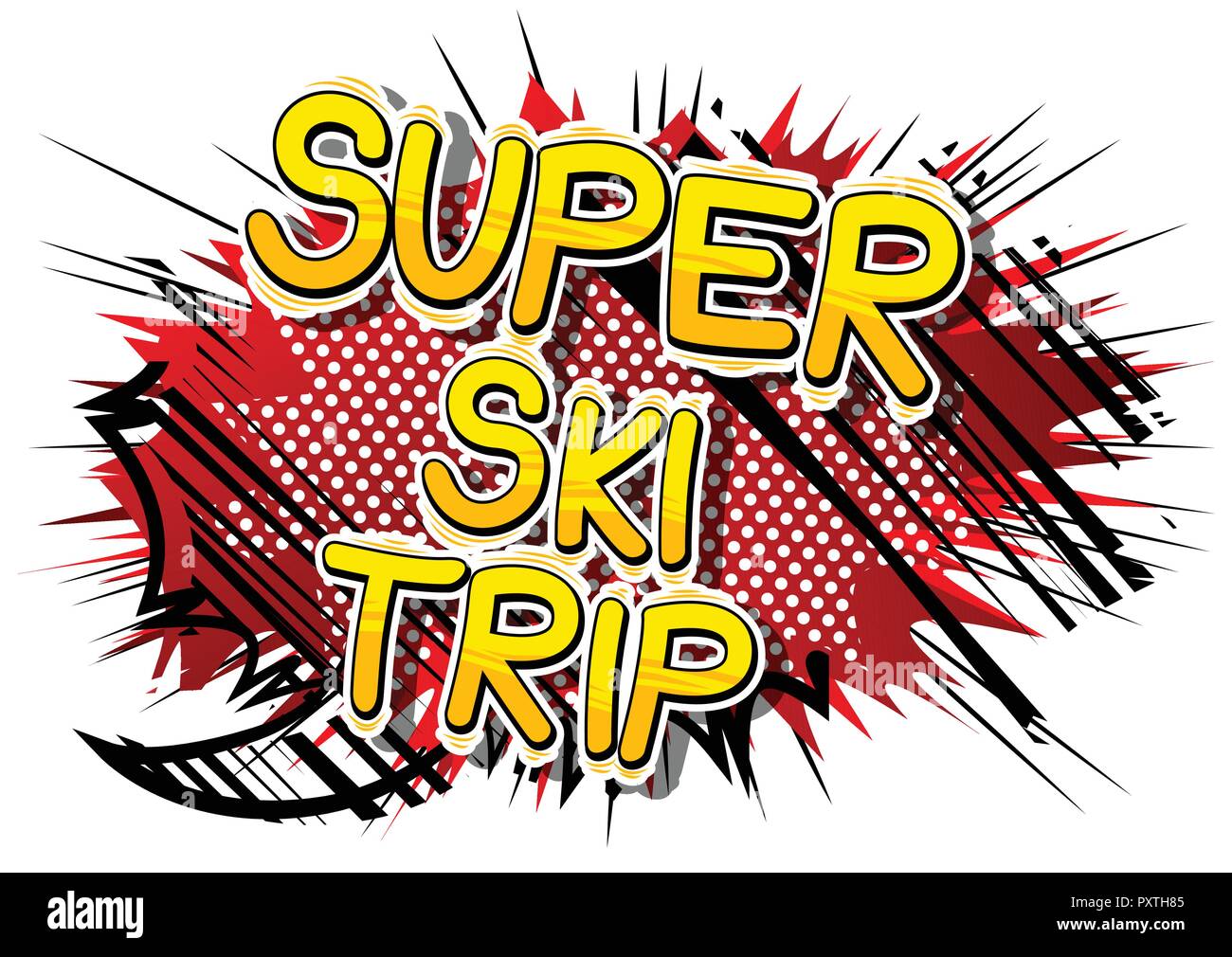 Super Ski Trip Vector illustrated comic book style phrase Stock