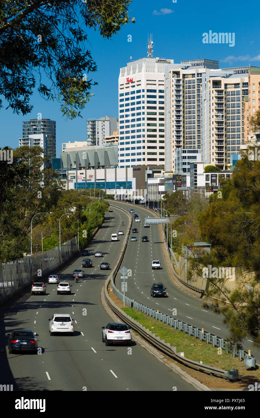 Syd Einfeld Drive in Bondi Junction, Sydney, NSW, Australia. Stock Photo