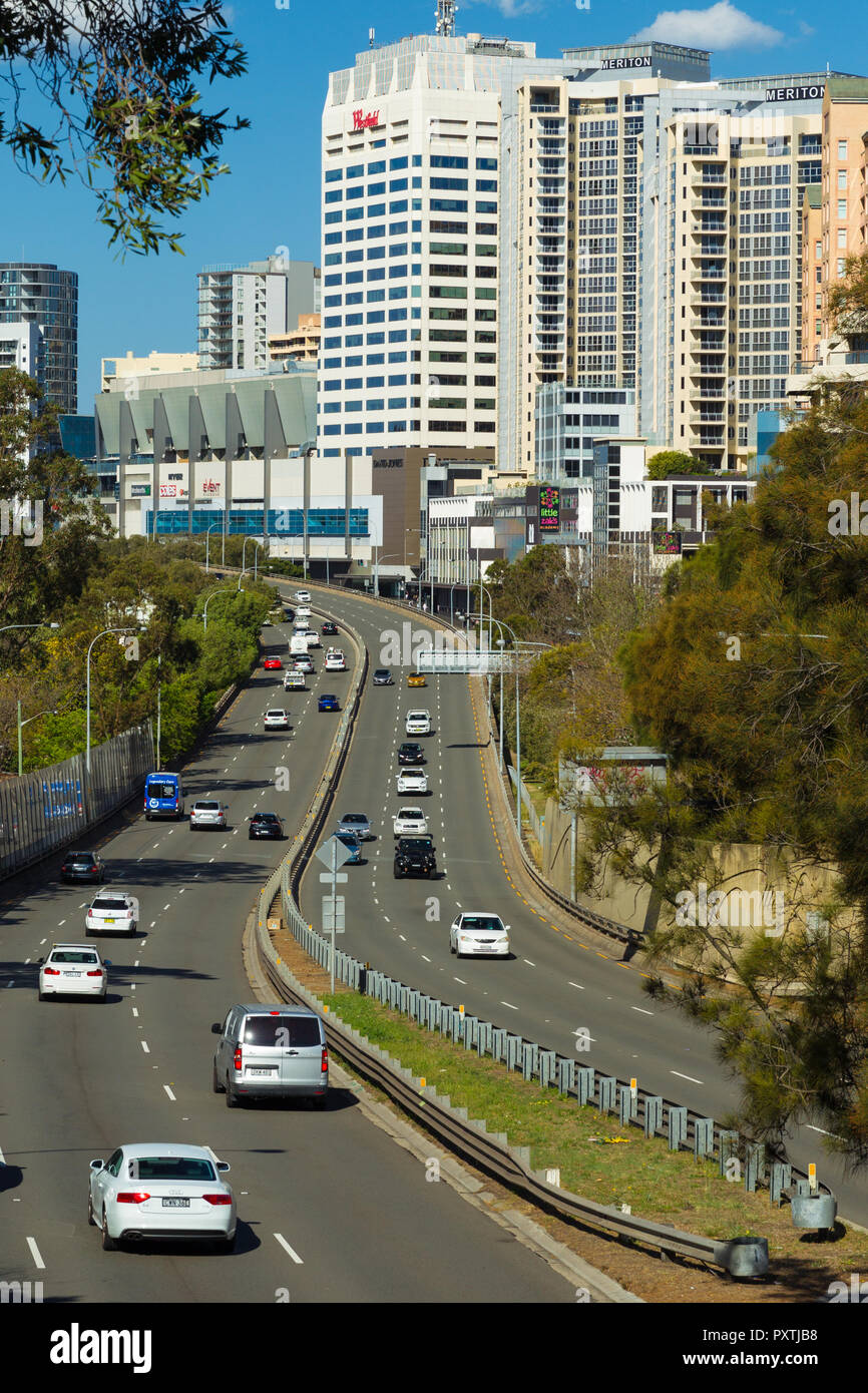 Syd Einfeld Drive in Bondi Junction, Sydney, NSW, Australia. Stock Photo