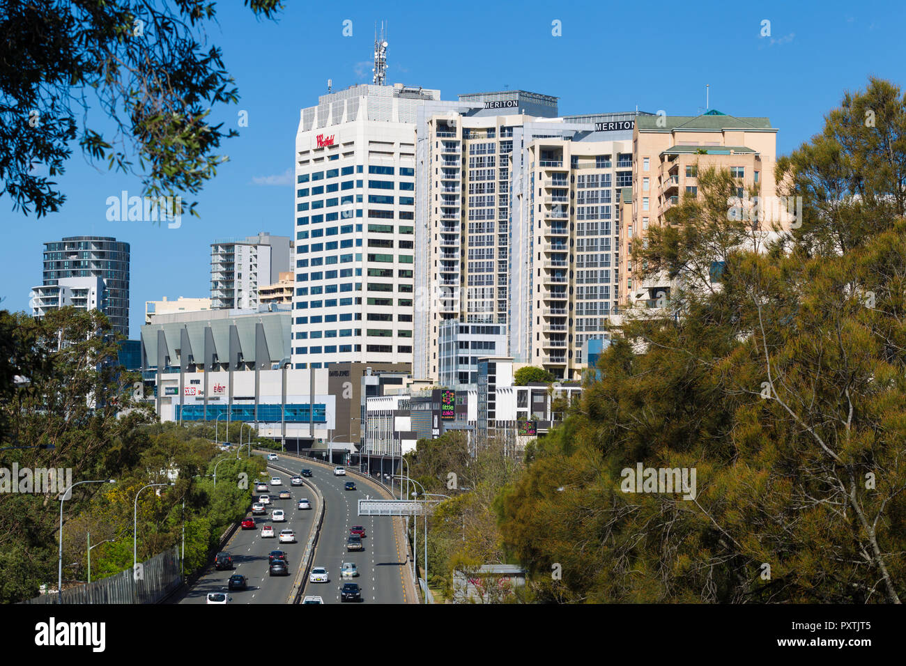 Syd Einfeld Drive in Bondi Junction, Sydney, NSW, Australia. Stock Photo