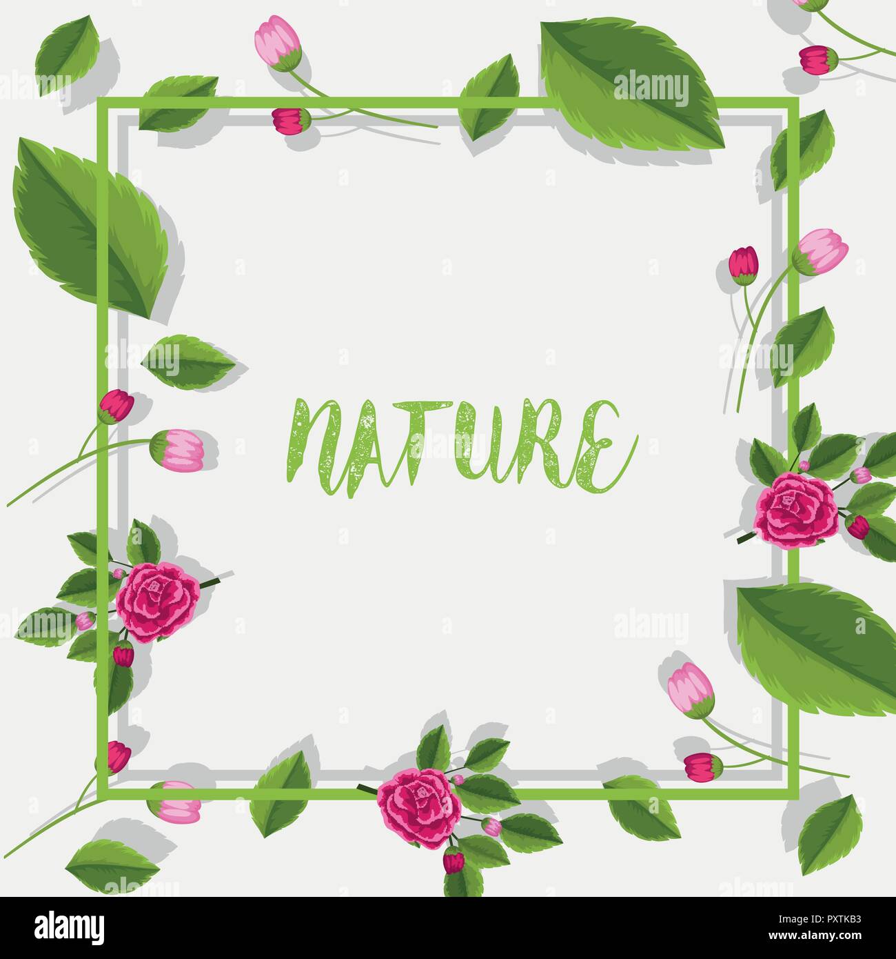 Border template with roses and leaves illustration Stock Vector Image ...