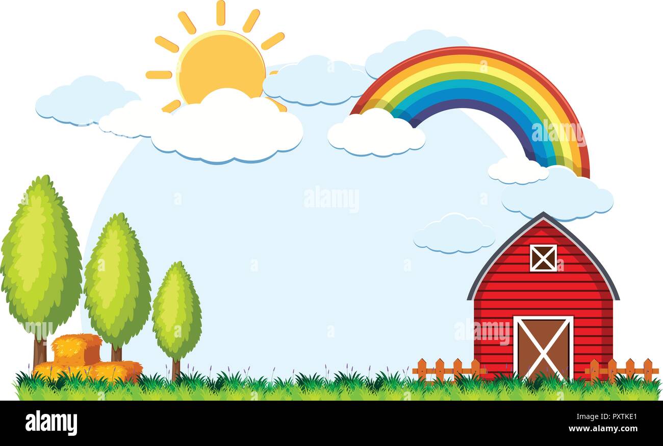Background scene with red barn and hay illustration Stock Vector Image ...
