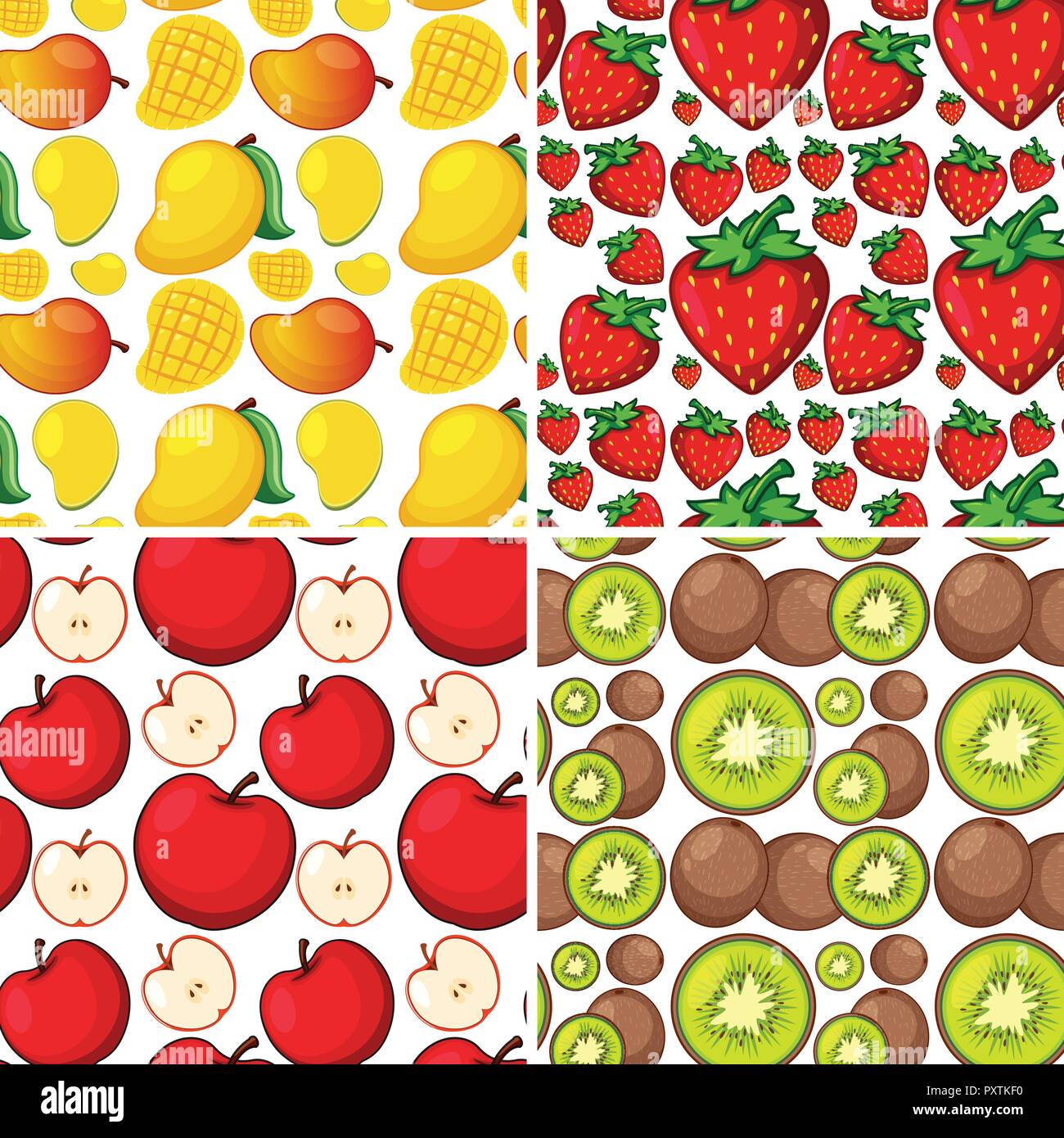 Seamless backgrounds with fresh fruits illustration Stock Vector Image ...