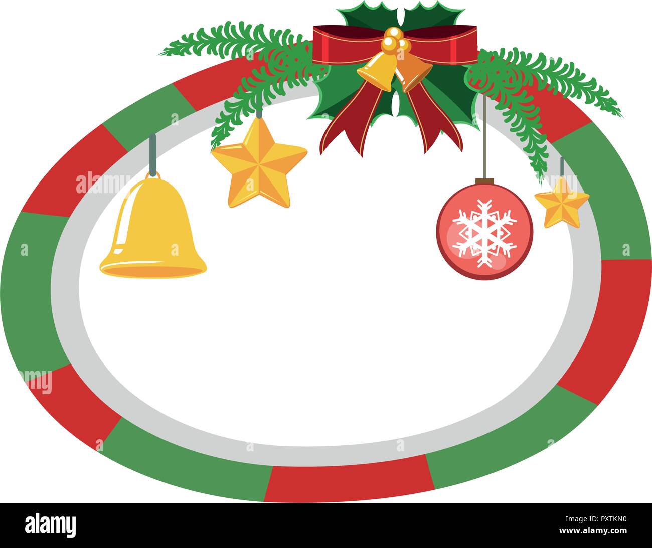 Round border template with christmas theme illustration Stock Vector