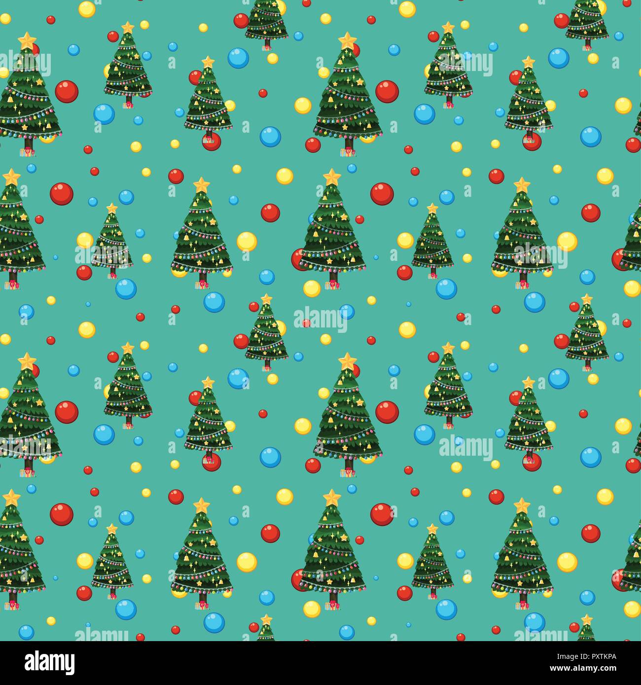 Seamless background template with christmas tree illustration Stock Vector