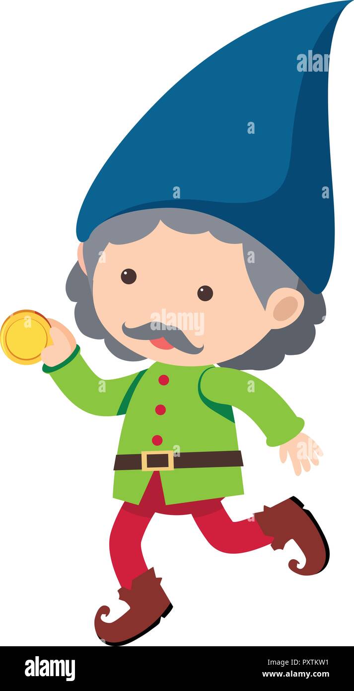 Dwarf with golden coin illustration Stock Vector Image & Art - Alamy