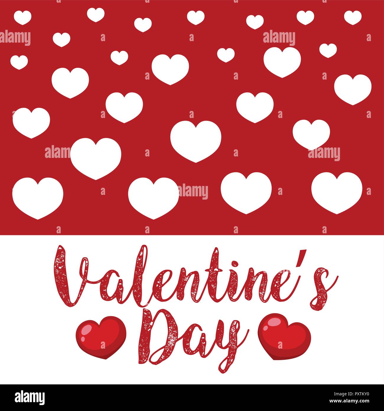 Valentine card template with white and red hearts illustration Stock ...