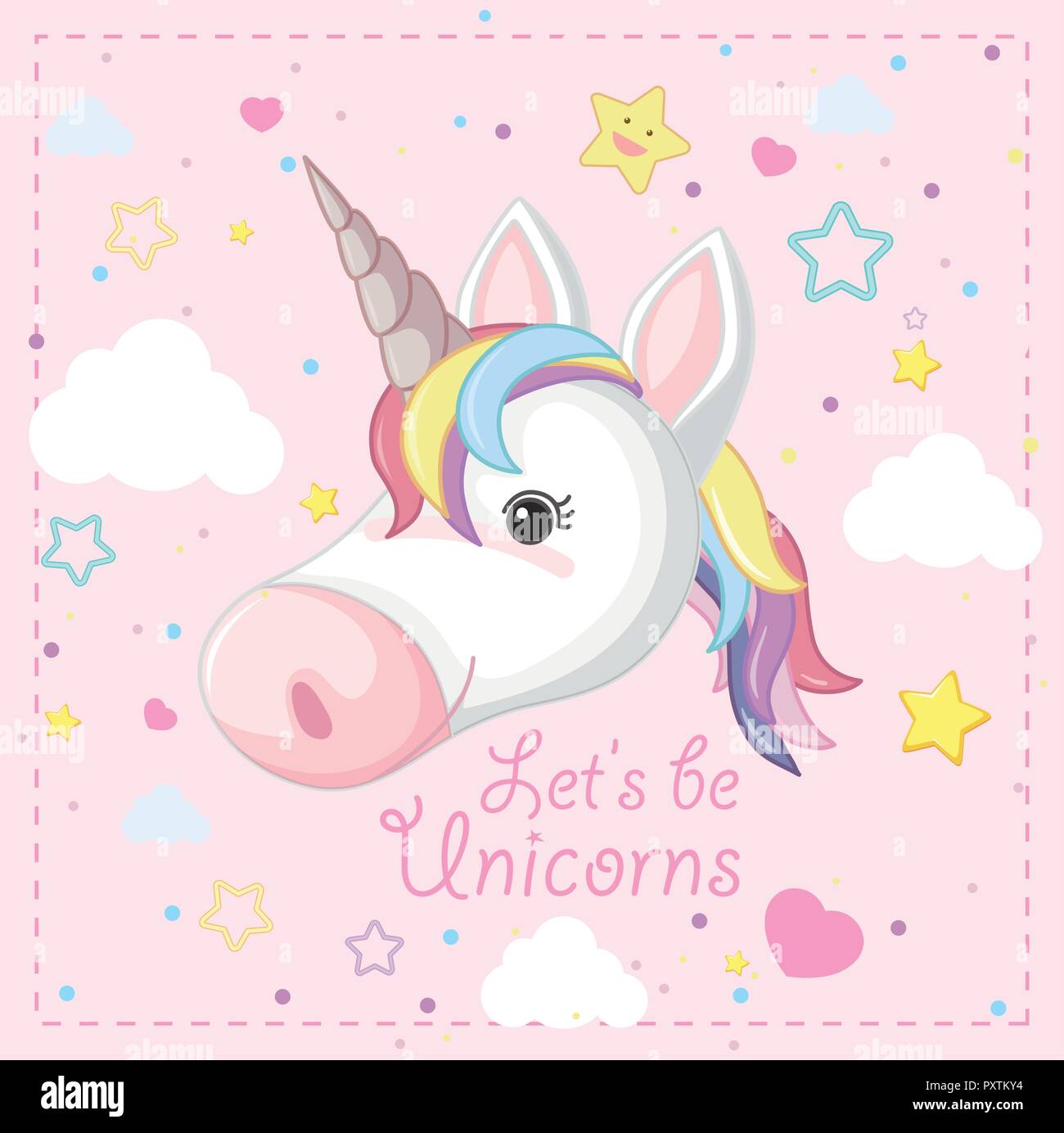 Fantasy Unicorn on Pink Background illustration Stock Vector Image & Art Alamy