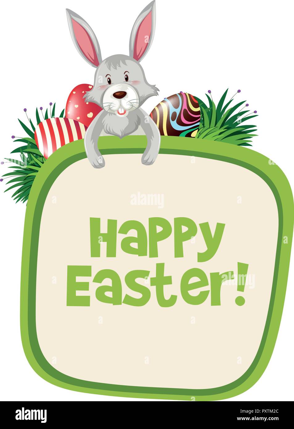 Easter poster design with gray bunny illustration Stock Vector Image ...