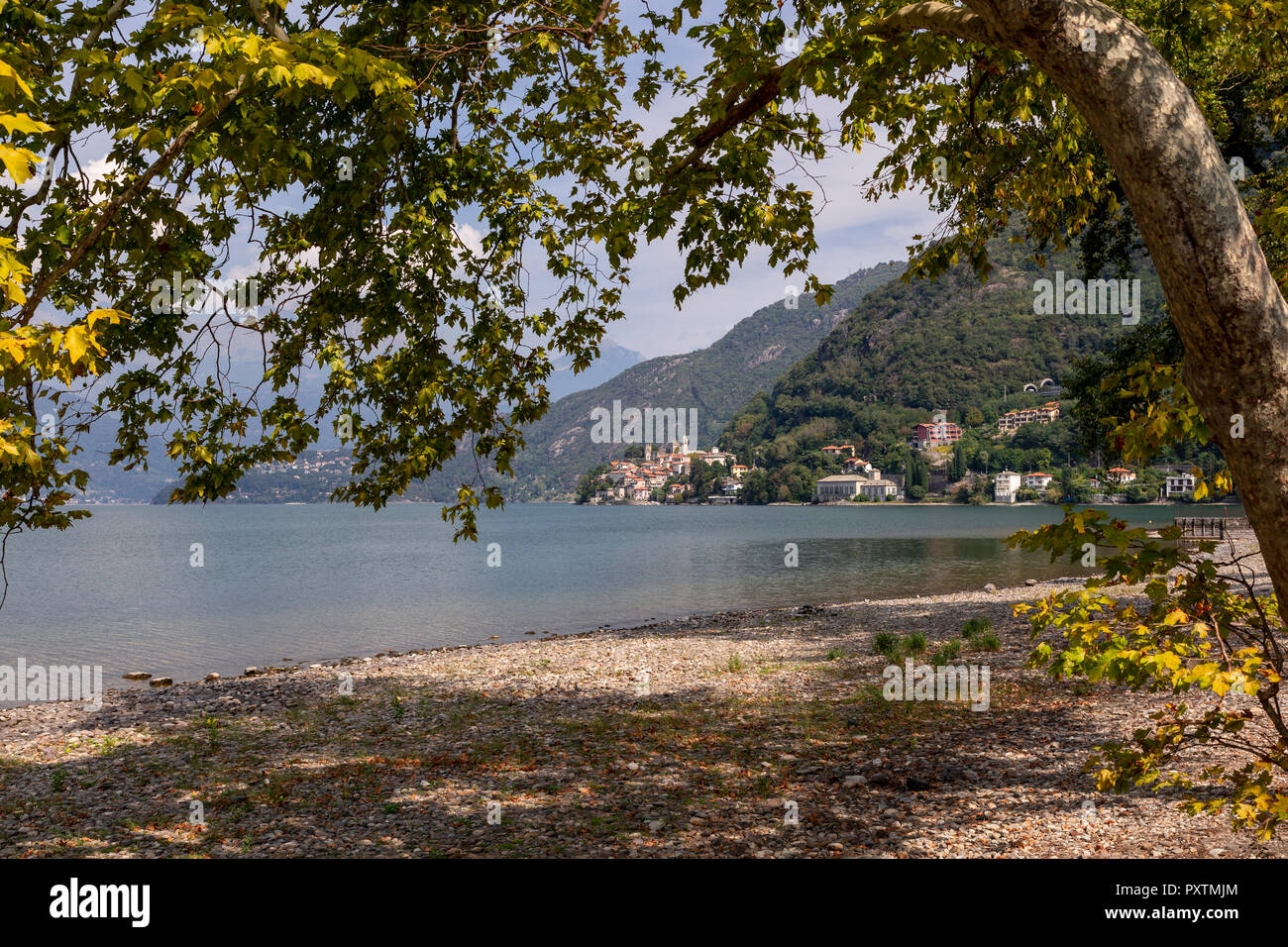 The small town of Dervio on the shore of Lake Como in the Italian mountains Stock Photo
