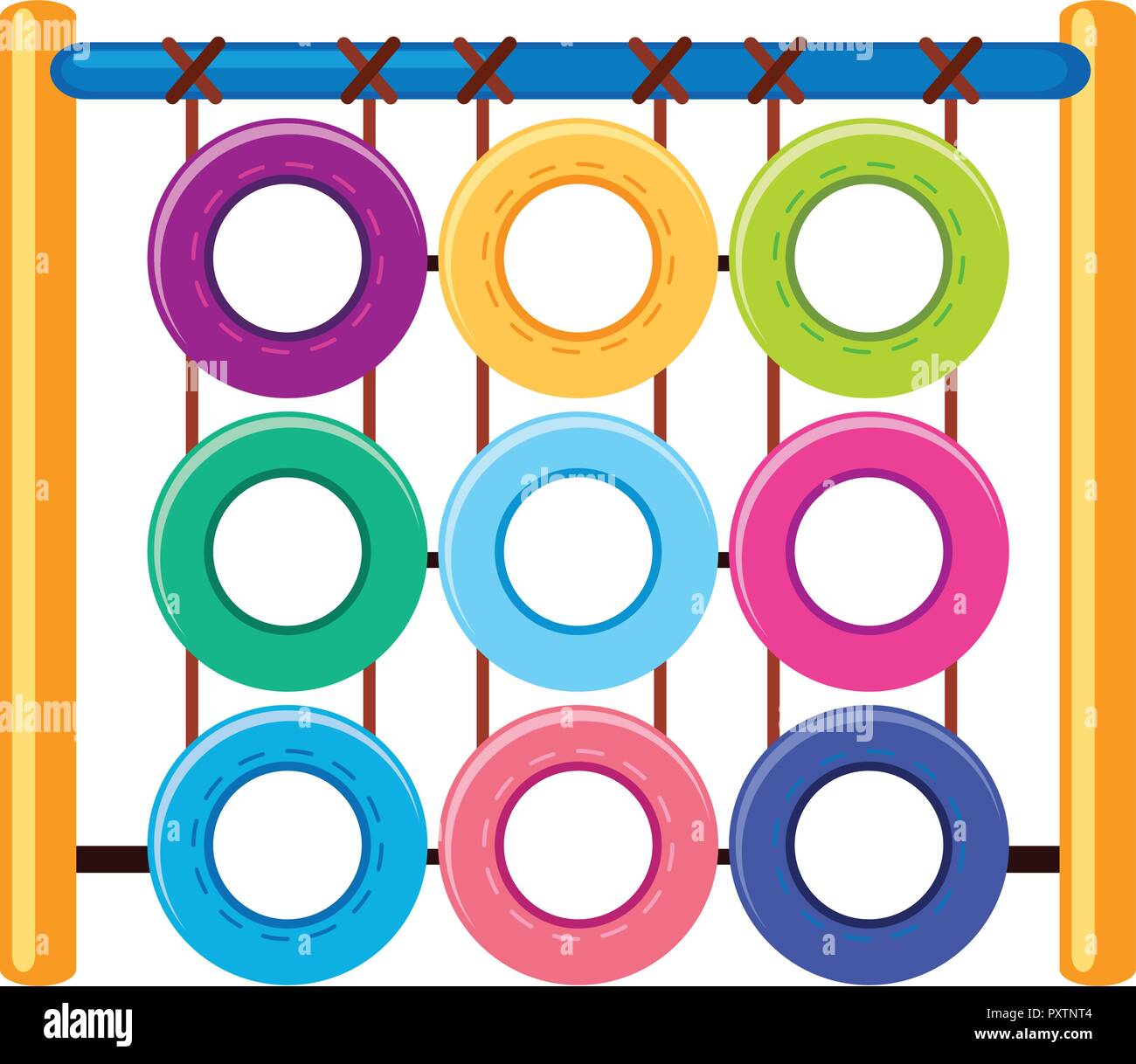 Climbing station with different color rings illustration Stock Vector