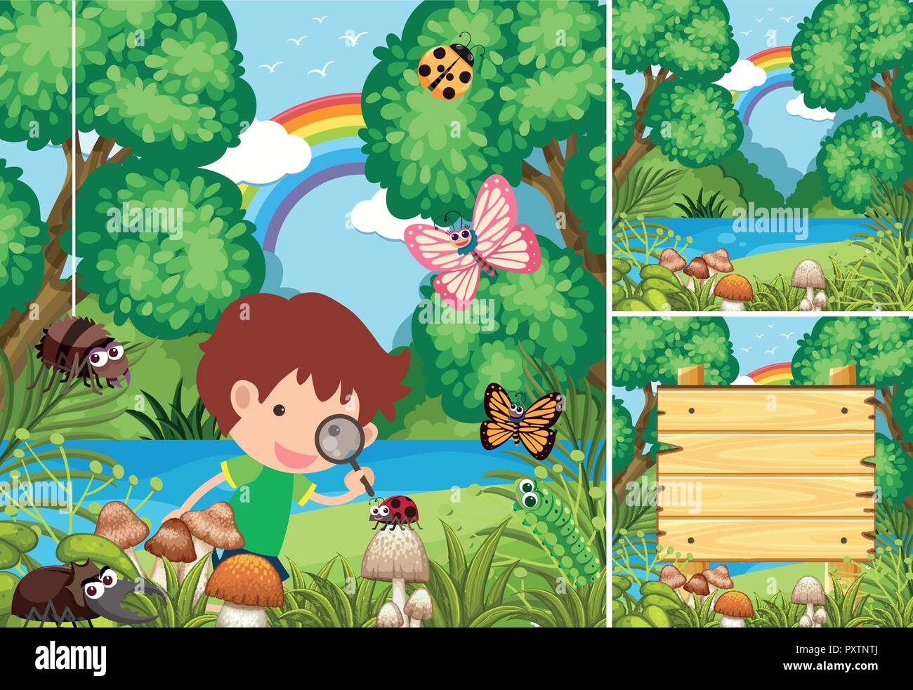Scenes with kids in the forest illustration Stock Vector Image & Art ...