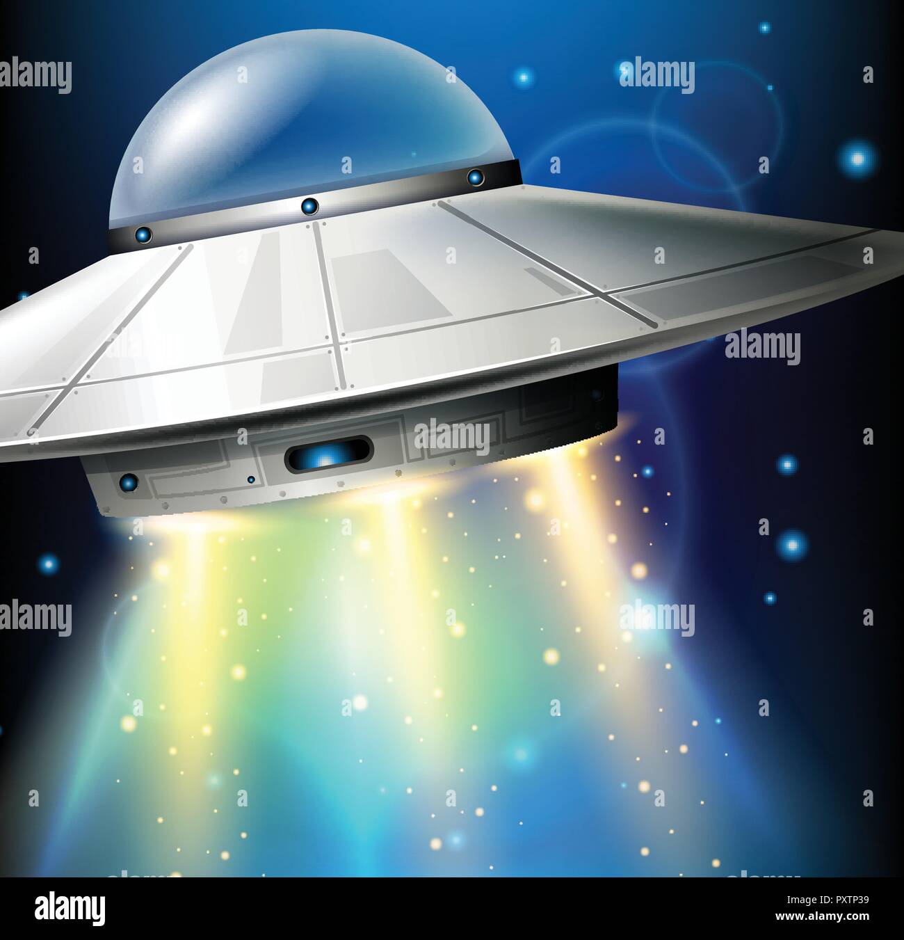 UFO flying in dark space illustration Stock Vector Image & Art - Alamy