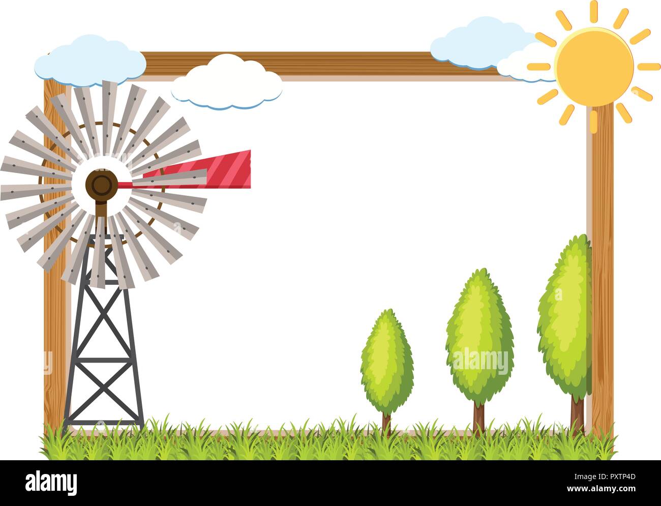 Wind Frame Drawing Frame template with wind turbine and trees illustration Stock Vector ...