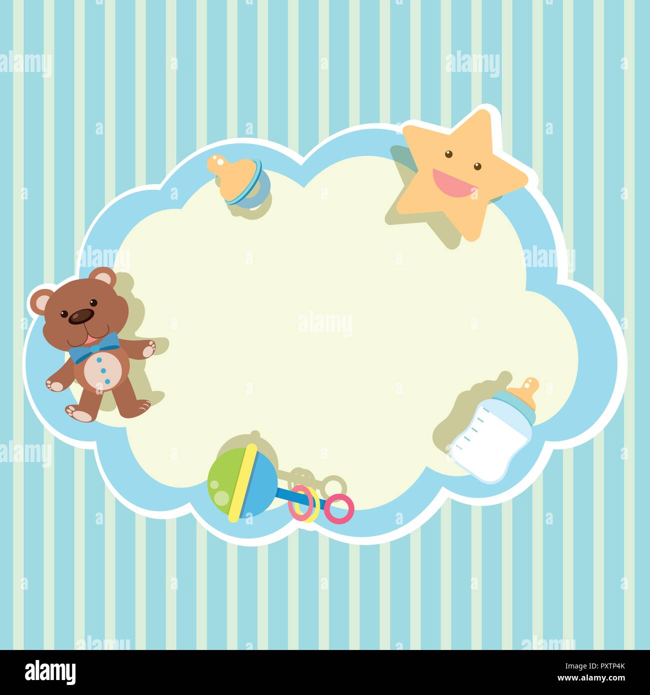 Border template with toys on blue background illustration Stock Vector ...