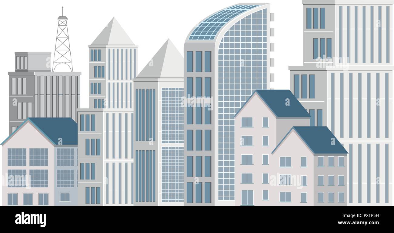 Office buildings on white background illustration Stock Vector Image ...
