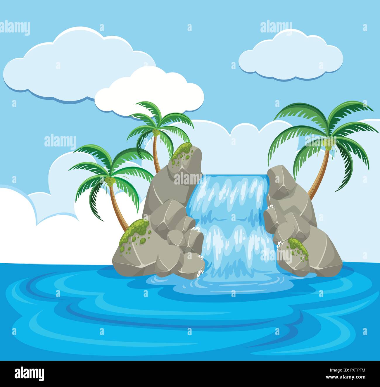 Tree on rock in ocean Stock Vector Images - Alamy