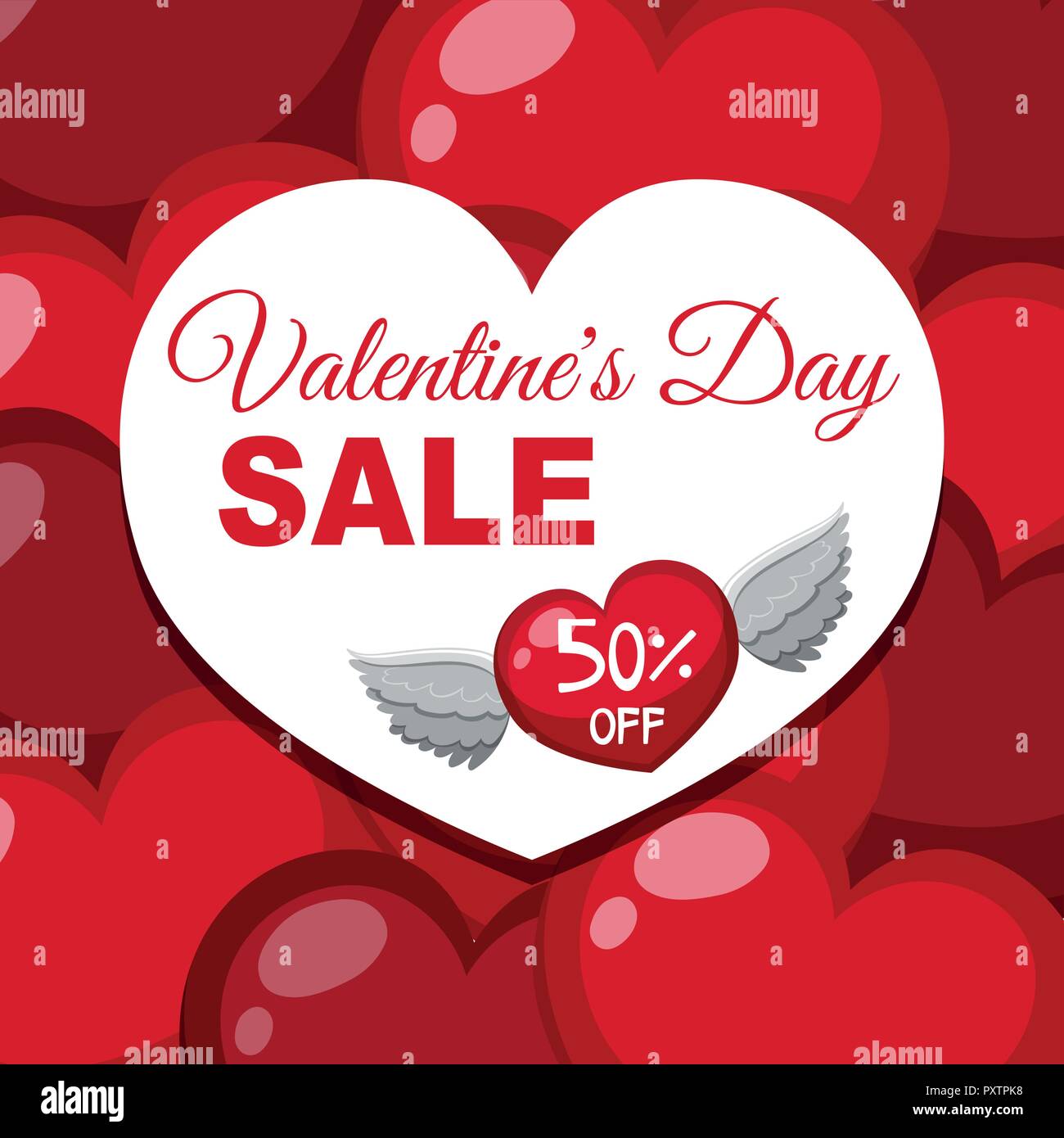 Valentine's day sale with heart flying illustration Stock Vector Image ...