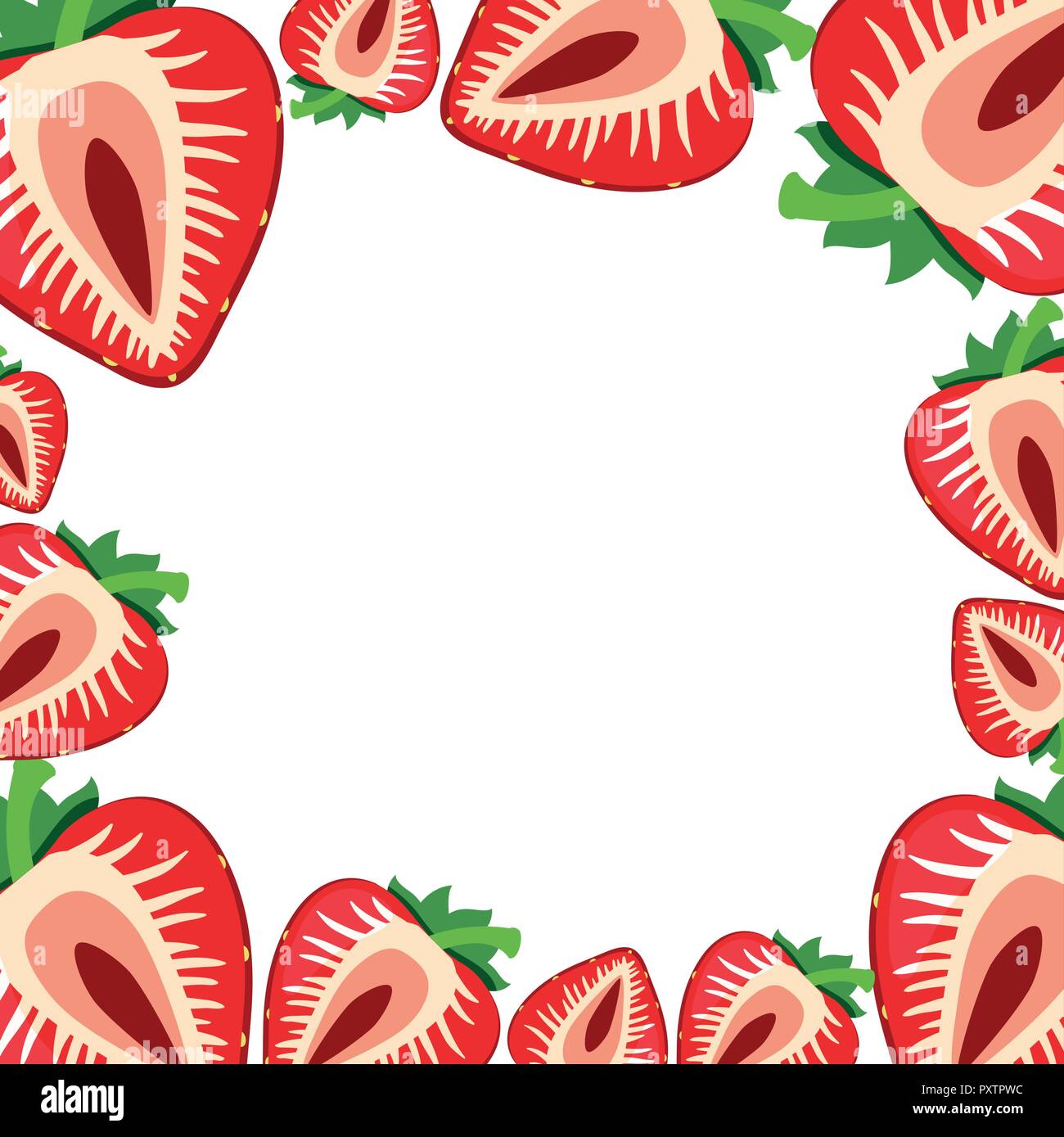 Border template with fresh strawberries illustration Stock Vector Image ...