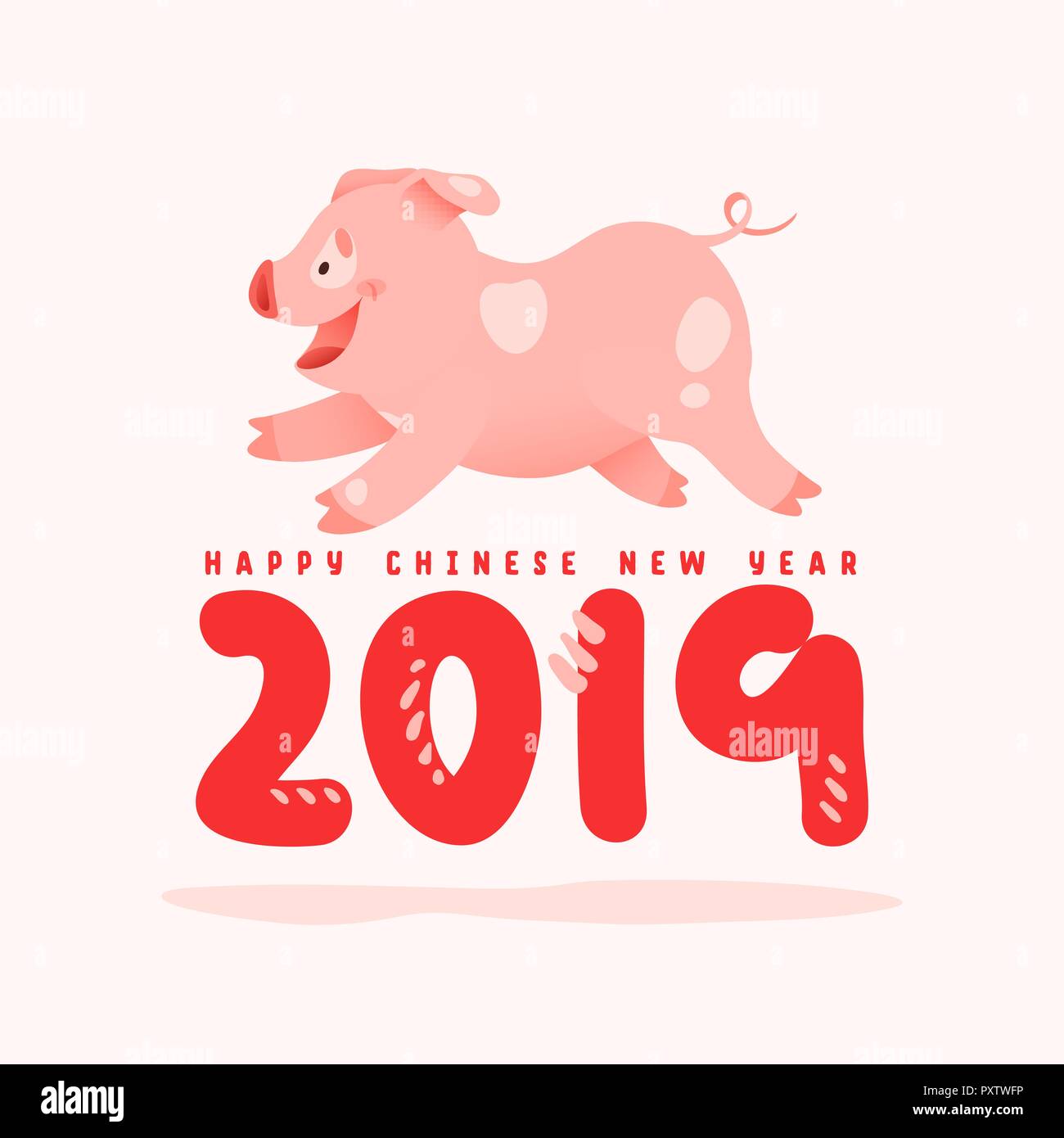 2019 Chinese New Year. Zodiac sign Year of the pig. Stock Vector
