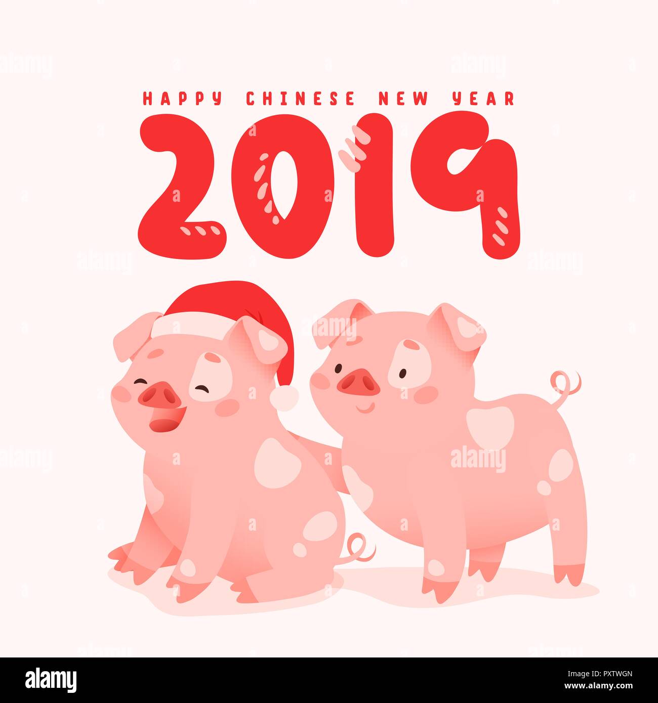 2019 Chinese New Year. Zodiac sign Year of the pig. Stock Vector