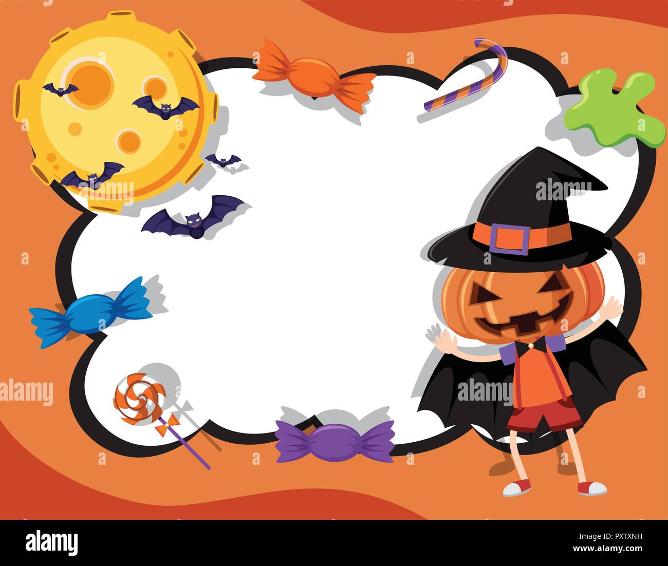 Border template with halloween theme illustration Stock Vector