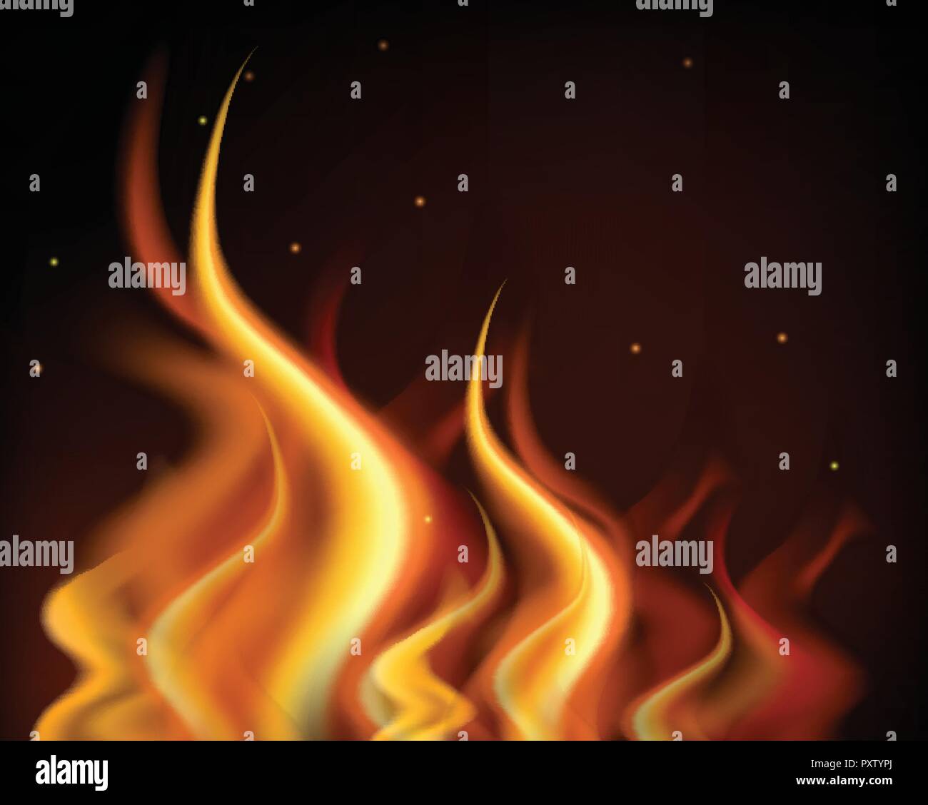 Hot flames burning on black background illustration Stock Vector Image ...