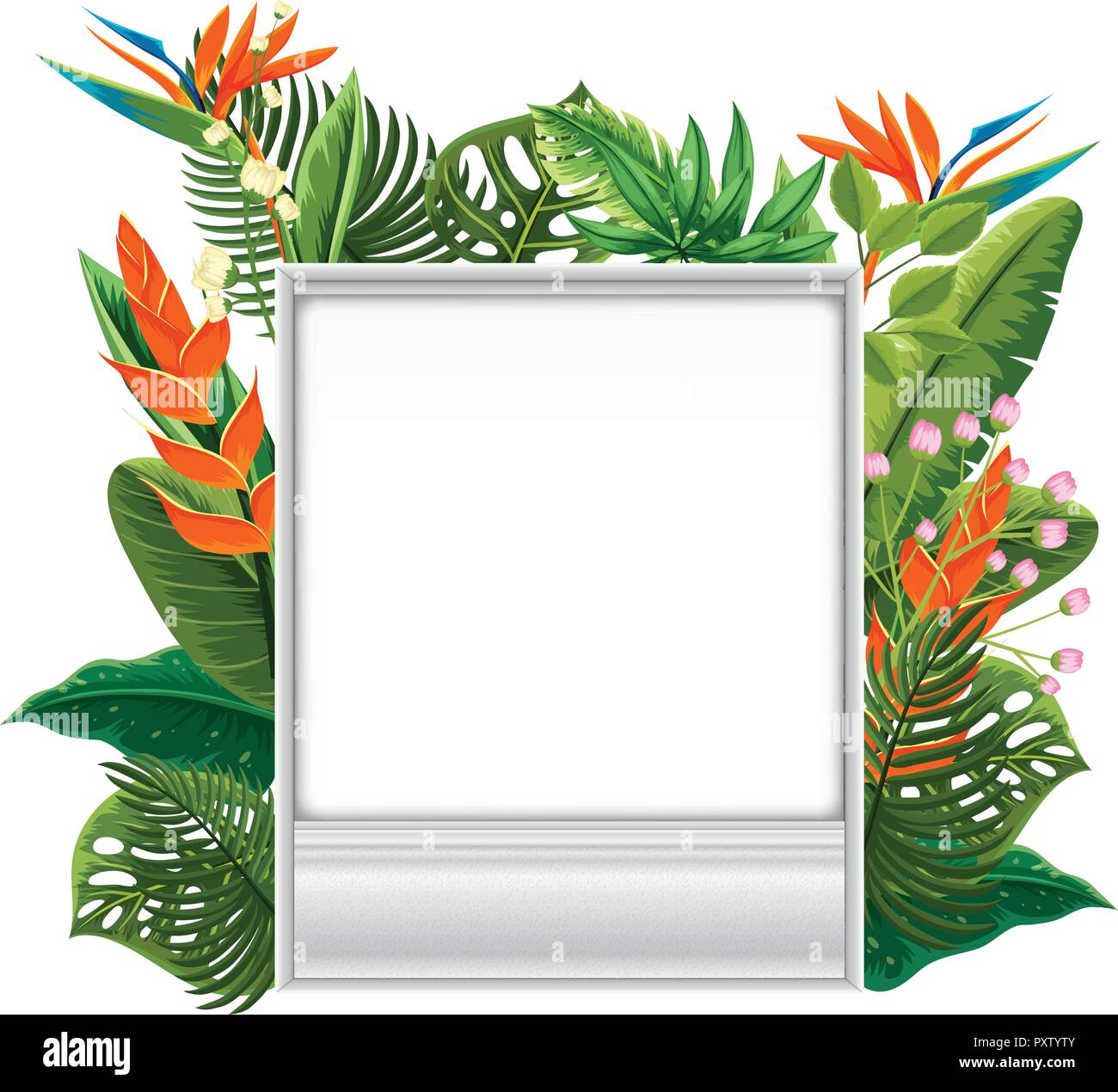 Border template with flowers and leaves illustration Stock Vector Image ...