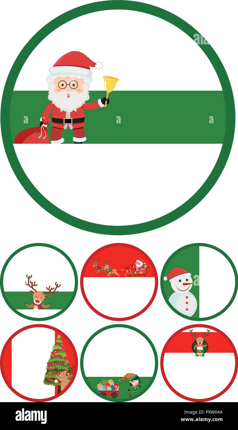Christmas labels with santa and snowman illustration Stock Vector Image ...