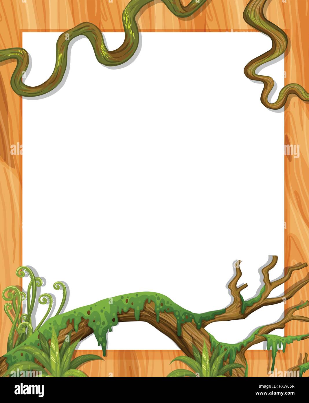 Border template with vine and leaves illustration Stock Vector Image & Art Alamy
