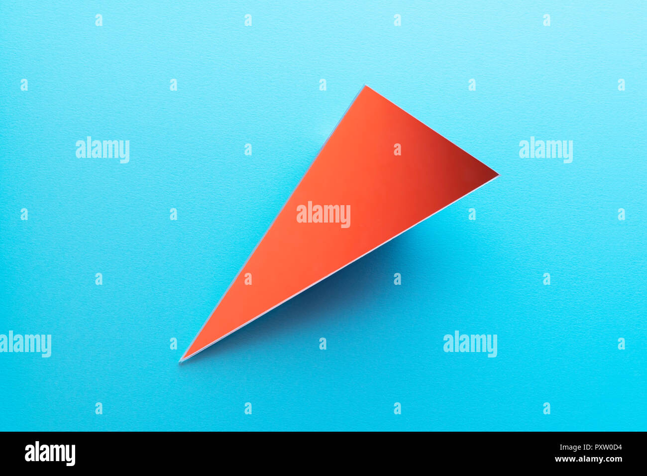 Triangle shaped mirror on light blue ground, 3D Rendering Stock Photo ...