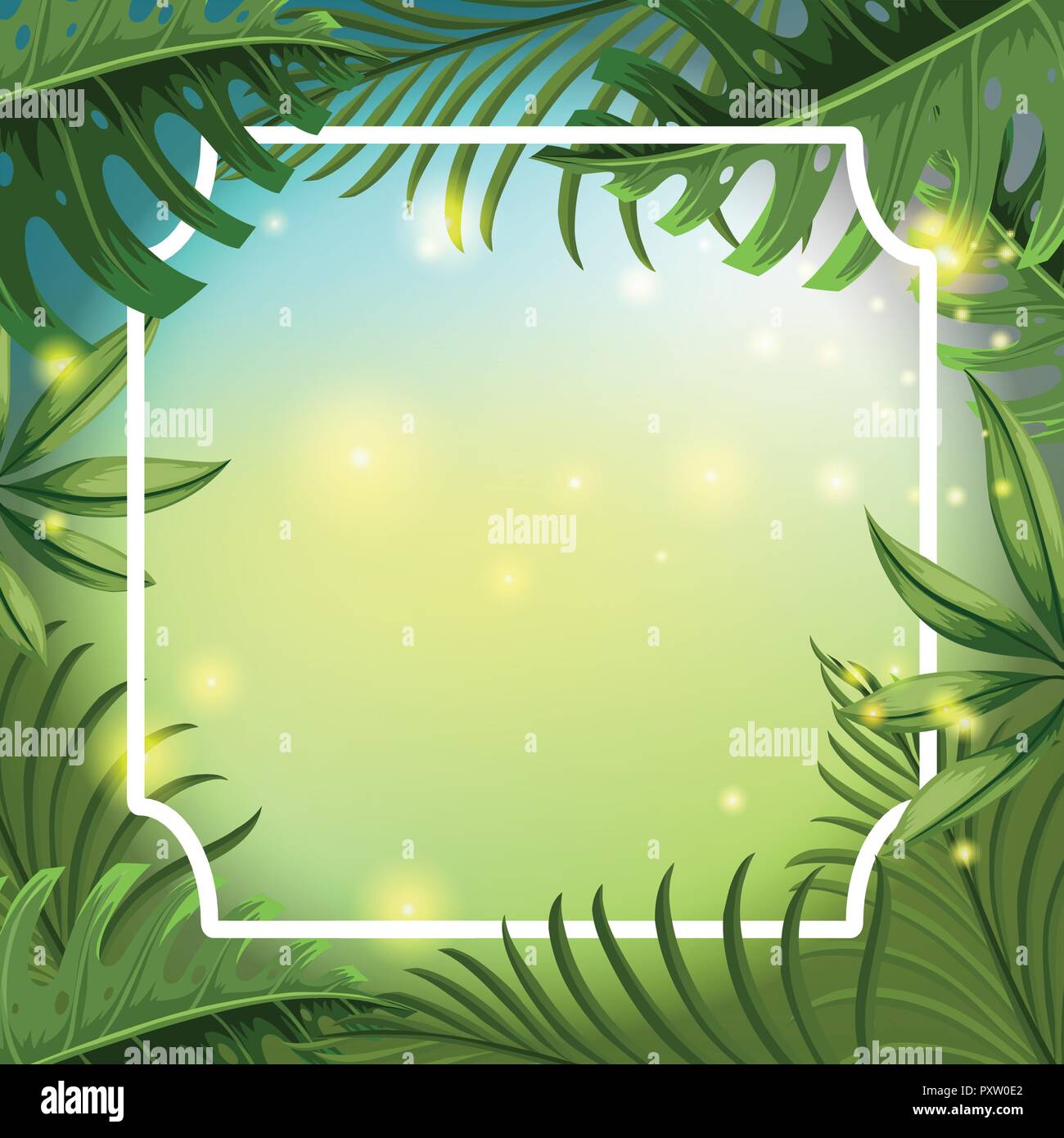 Border template with green leaves illustration Stock Vector Image & Art ...