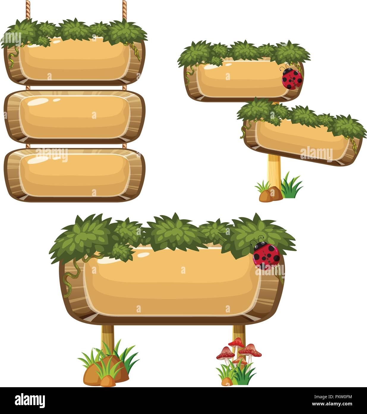 Different designs of wooden signs illustration Stock Vector Image & Art ...