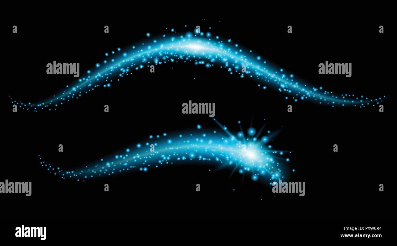 Black background with two patterns of blue light illustration Stock ...