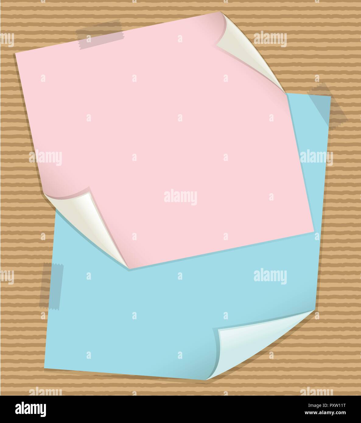 Pink and blue notes on cardboard background illustration Stock Vector ...