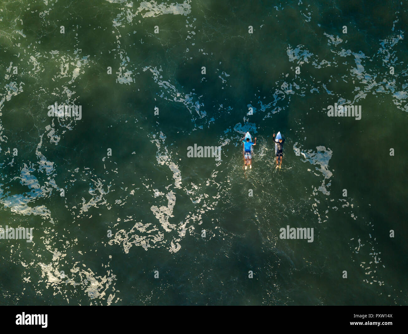 Aerial top view two surfers hi-res stock photography and images - Alamy