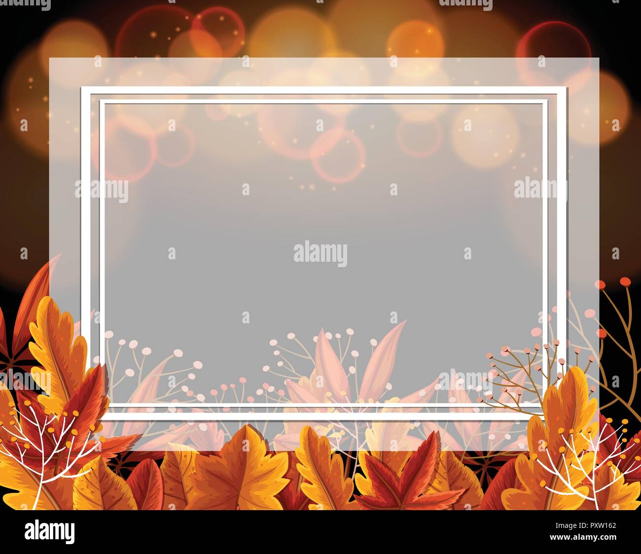 Border template with orange leaves and light in background illustration  Stock Vector Image & Art - Alamy