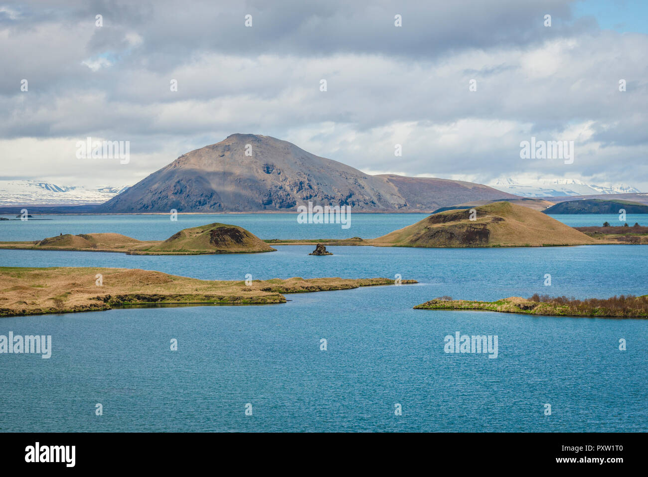 Iceland, pseudocrater in lake Myvatn Stock Photo