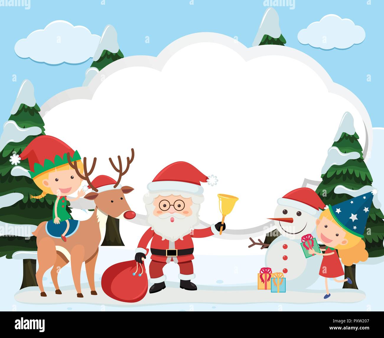 Border template with santa and kids illustration Stock Vector Image & Art -  Alamy