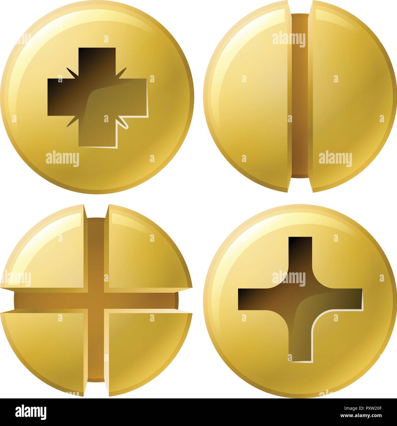 Golden nailhead in four designs illustration Stock Vector Image & Art