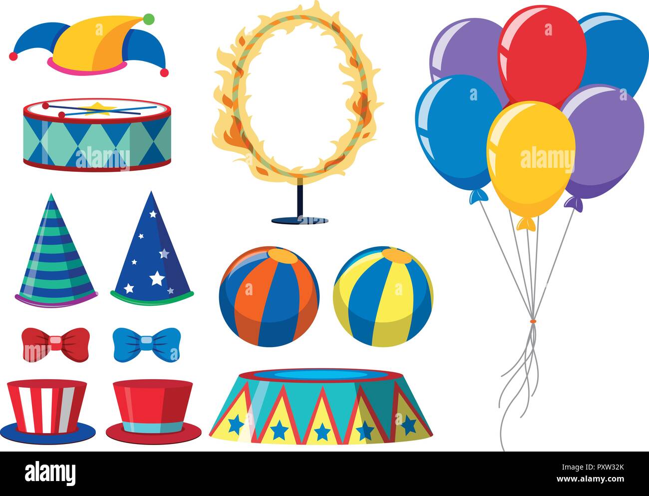 Circus elements on white background illustration Stock Vector Image ...